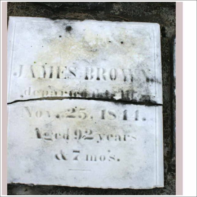 Gravestone in Hickson Cemetery for James Brown father to Margaret Brown, wife of Son Udell.